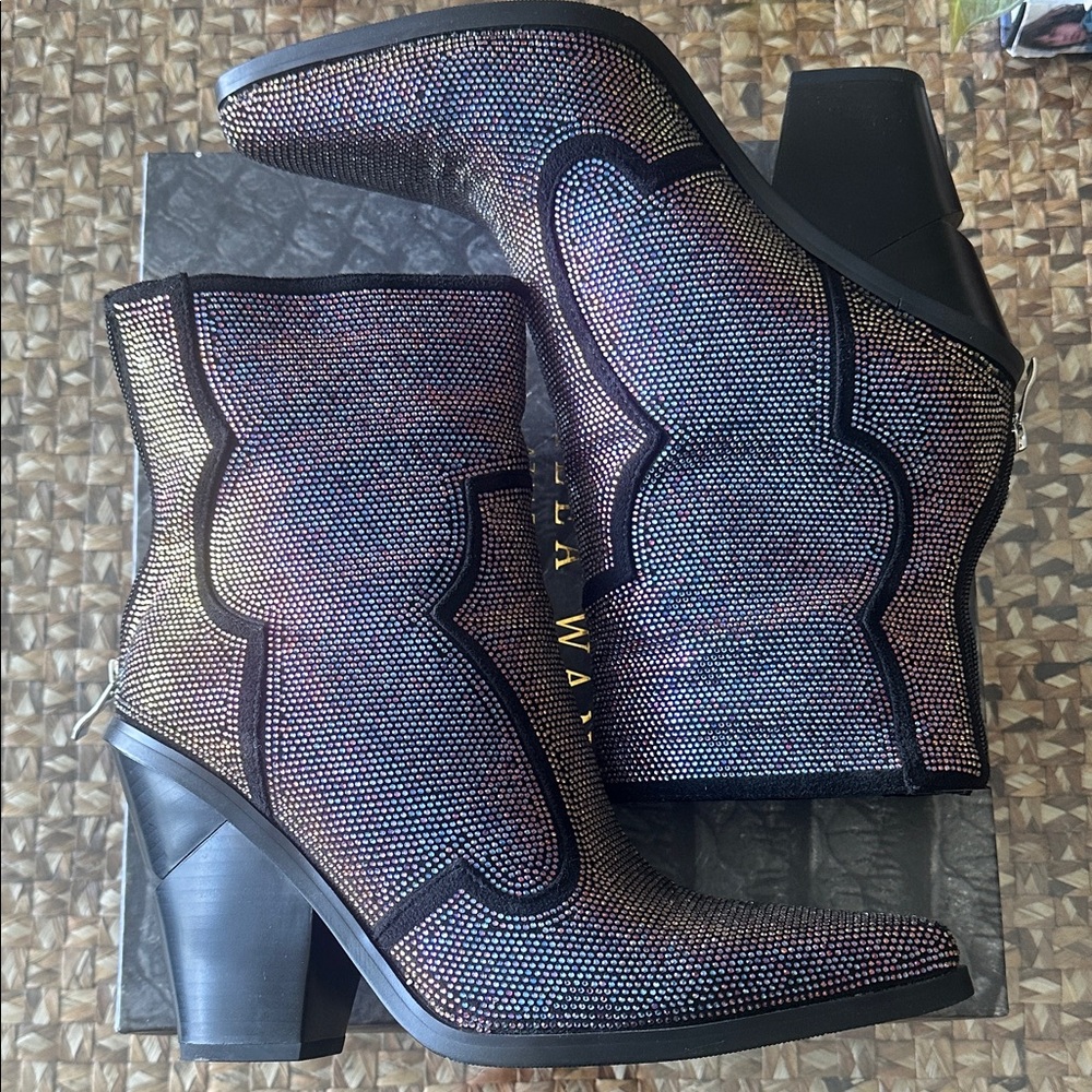 Azalea Wang chromatic show some love rhinestone boots
